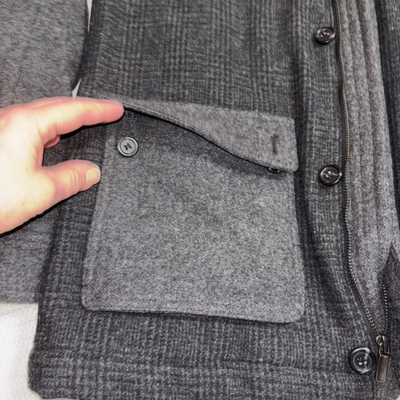 MURANO MEN'S CHARCOAL GRAY WOOL BLEND MILITARY STYLE‎ JACKET Puffer Lining SZL - Picture 6 of 16